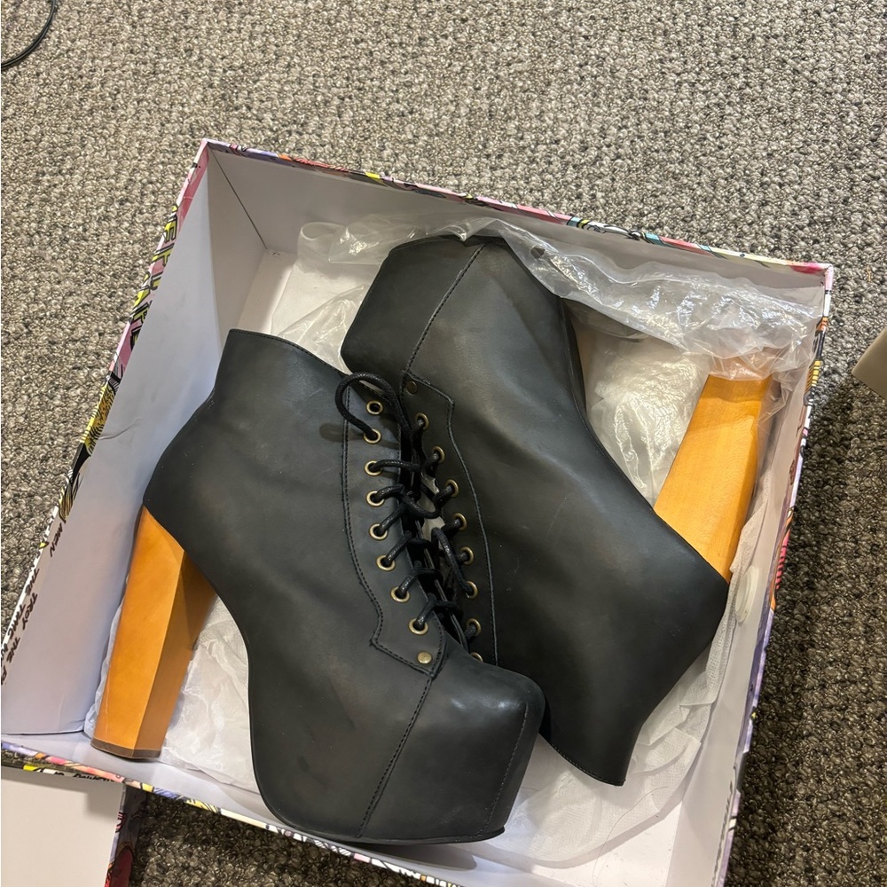 Jeffrey Campbell Platform Boots Leather Black